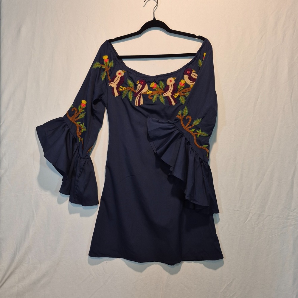 Judith March Dress Sm Embroidered Cottagecore Resortcore Grandma Chic Boho Folk